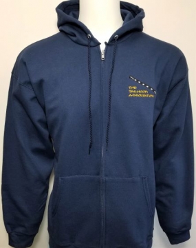 Navy Blue Full Zip Hooded Sweatshirt with Tailhook Logo